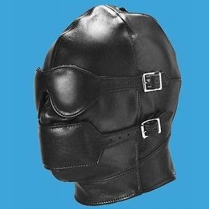Faux Leather Gimp Mask Ball Gag Blindfold Hood 001