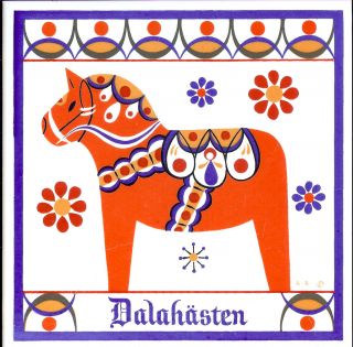 Sweden Swedish DALA HORSE Ceramic Tile   New   Dalahasten
