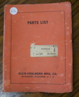 Allis Chalmers JG 230 Vintage Forklift Parts Manual/Book/Li st Fork
