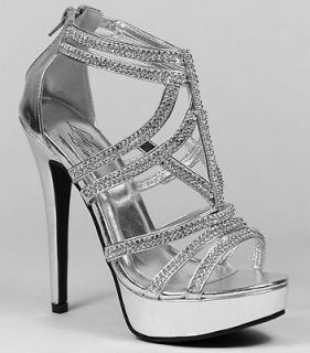 Silver Rhinestone Platform Prom Dress Heel Sandals YASMINE 19