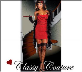 Hot Red 1920s Flapper Charleston Womens Fancy Dress Costume   Sz S/M