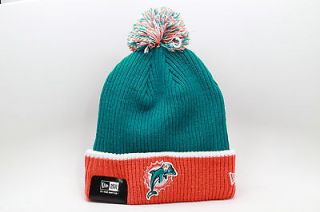 New Era Miami Dolphins NFL Fireside Knit Hat Beanie W/ Pom