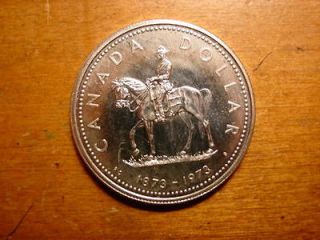 LOVELY CANADIAN SILVER RCMP MOUNTED POLICE CENTENARY DOLLAR COIN 1973