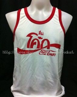 Coke Thai Font Muay Woman Mens T shirt Tank Top Singlet White Size M