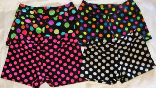 GYMNASTIC DANCE SHORTS POLKA DOTS WHITE PINK MULTI 1 INSEAM YOUTH