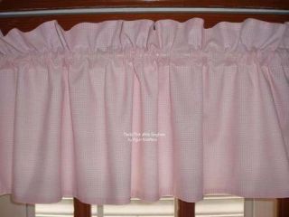 pastel BABY Pink WHITE Gingham mini check GIRLS LINED nursery VALANCE