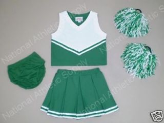 Youth Cheerleader Uniform Outfit Girl Size 14 Green Wht