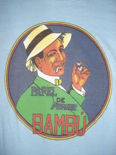 1980s BAMBU ROLLING PAPERS T SHIRT Burnout Cheech and chong Soft S