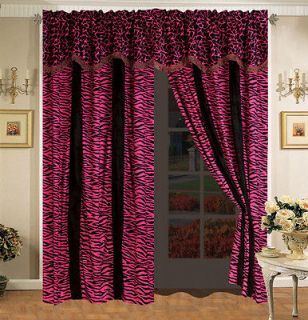 Safari Pink and Black Micro Suede Curtain Set