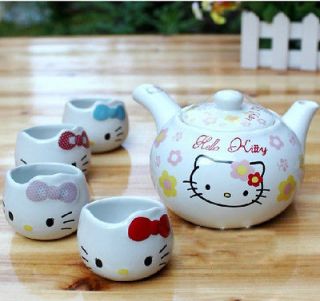 5pcs Japanese Style Hello Kitty Ceramic Tea Set Procelain Coffee Tea