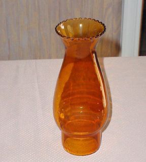 Vintage Amber Glass Pie Crust Chimney for Oil Kerosene Lamp 8 Tall