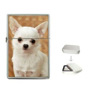 Chihuahua Dog Cute Metal Chrome Flip Top Lighter with a gift tin box