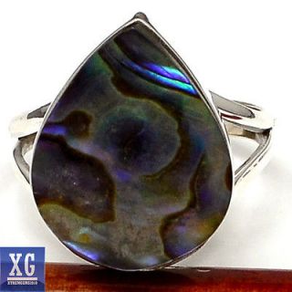 SR115414 ABALONE SHELL 925 STERLING SILVER RING JEWELRY s.10