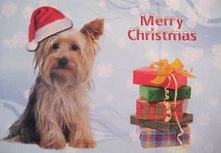 Single Funny Yorkshire Terrier Xmas Card Blank Yorkie Dog