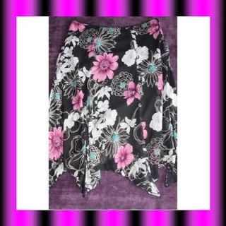 Luna Chix   Black & Pink Sheer Floral Lined Skirt Sz. M