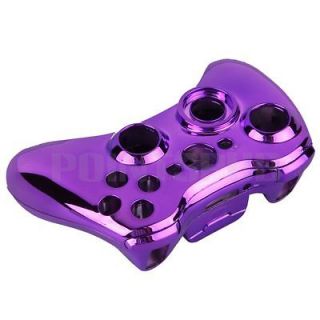 Purple Chrome Full Shell Case + Button + Tool for Xbox 360 Wireless