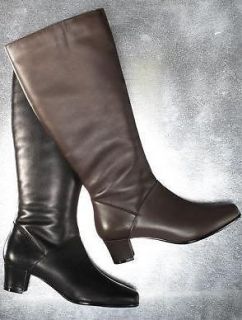 DAVID TATE wide calf LEATHER dress BOOTS 12ww extra x wide BROWN
