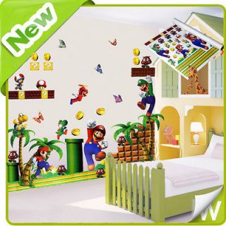 Mario Wall Stickers Tree Decal Mural Decor Nursery Kids Boys Bedroom