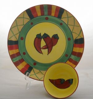 2pc Chip n Dip Set in South Western Design Red Chili Peppers