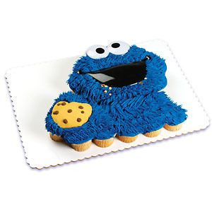 COOKIE MONSTER FACE Poptop Cake topper birthday party Sesame Street