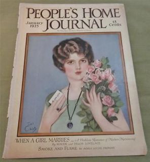 1925 Peoples Home Journal Cover Only   Earl Christy   Woman & Flowers