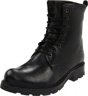 GBX VARNILO 091071 Mens Black Leather Lace Up Lug Sole Casual Ankle