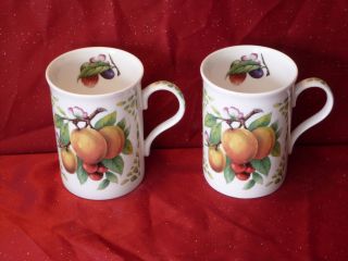 2PC Fine Bone China mugs made in England by Crown Trent China