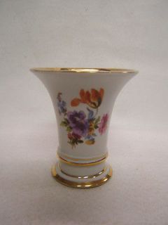 Vintage Erphila Germany Porcelain China Vase Flared Vivid Floral Gold