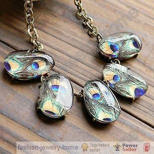 Fashion lampwork glass crystal peacock necklace Chokers