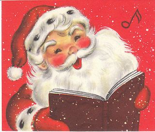 Vintage Christmas Card Santa Claus Singing Carols Hallmark Music