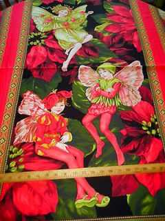 Michael Miller Fabric Cicely Mary Barker Poinsettia Holiday Fairies
