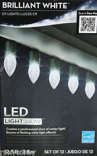 Christmas Gemmy LED LightShow Brilliant White C9 Lights Set of 12 NIB
