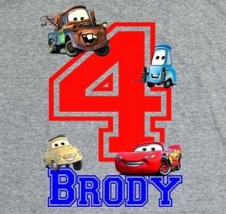 CARS MOVIE PERSONALIZED BIRTHDAY T SHIRTS, Lightening McQueen, Mater