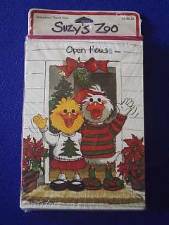 Suzys Zoo Christmas Cards Open House Holiday set 10 sealed Hello wave