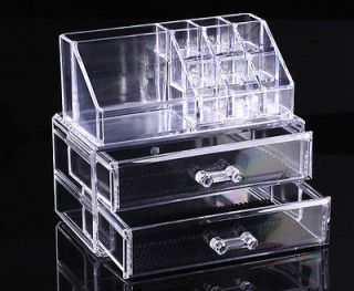 organizer makeup Jewelry drawers Display Box Clear Cabinet Case Set JU