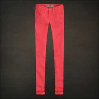 NWT HOLLISTER FALL 2012 NEON CORAL SKINNY JEGGINGS JEANS LEGGINGS 0