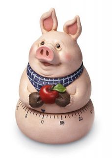 Chubby Country Pig W/ Apple Kitchen Timer