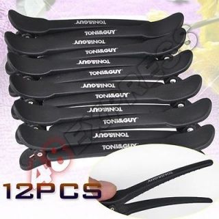 12pcs Black Matte Hairdressing Salon Sectioning Clips Clamps Hair Grip