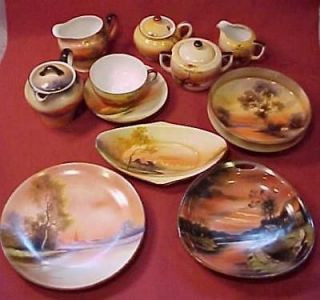 Noritake Tree In Meadow/ by Lake ORANGE Sunset Dishes   YOUR CHOICE