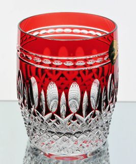 Waterford Clarendon Ruby Red Cut to Clear Crystal DOF Whiskey Glass