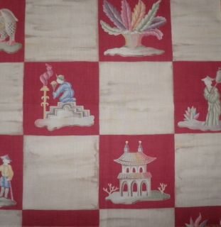 CLARENCE HOUSE Fairy Tales Red Italy Chinoiserie Printed Cotton New