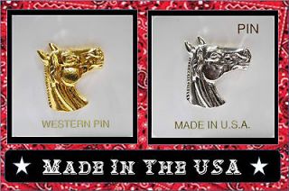 Choice Gold Silver OLD WEST HORSE HEAD LAPEL HAT PIN Western Cowboy