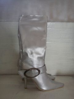 SILVER stiletto 3.5inch Heal boots Sexy Cyber Clubbing party Knee high