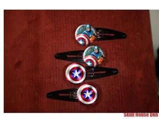 Captain America and Shield Avengers Chris Evans set of 4 barrettes