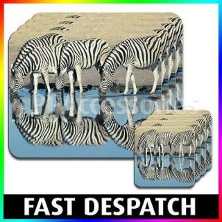 Running Striped Black & White Zebra Hardwood Coasters / Placemats