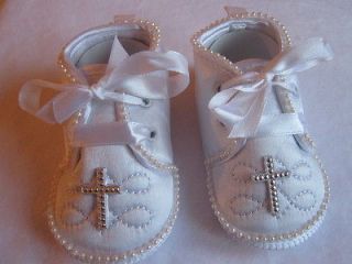 BABY BOYS BABIES WHITE SATIN CHRISTENING CONFIRMATION PEARL SHOES