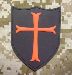 CRUSADER SHIELD PVC RUBBER TACTICAL ARMY MORALE MILSPEC VELCRO PATCH