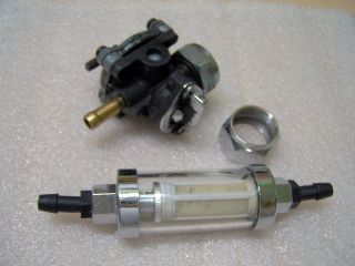 HARLEY DAVIDSON FUEL PET COCK ASSEMBLY AND INLINE GLASS FILTER