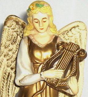 MUSICAL FIGURINE / Christmas Ornament*Harp(Lyre)*Plays Silent Night
