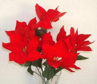 Red Poinsettia Artificial Silk Flowers Bouquet